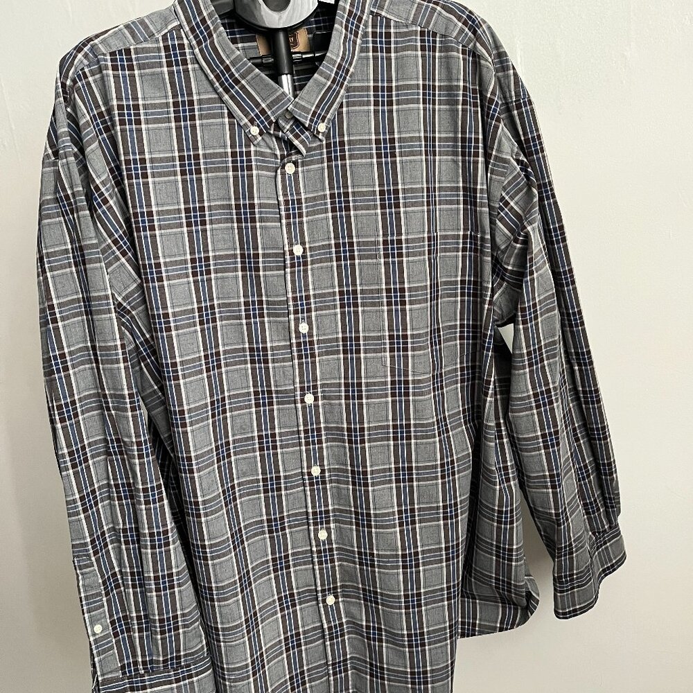 Foundry Big Men Grey Plaid shirt 4XL